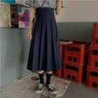 High-waist Accordion Pleat A-line Skirt