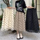 High-waist Dots Chiffon Midi Skirt