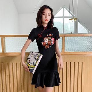 Cat Short-sleeve A-line Qipao