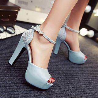 High Heel Peep Toe Pumps