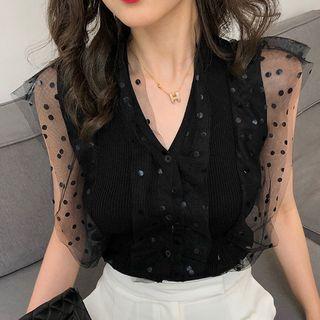 Dotted Sleeveless Knit Top