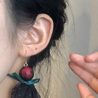 Mesh Earring 1 Pair - 1160a# - Red - Green & Black - One Size