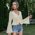 Striped Print Long-sleeve Crop Top