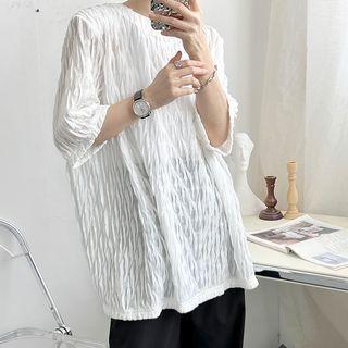 Short-sleeve Embossed Plain Top