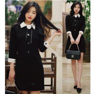 3/4-sleeve Mini Polo Shirt Dress