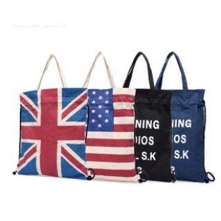 Printed Drawstring Shopper Bag