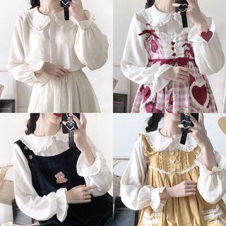Ruffled Trim Flare Cuff Blouse
