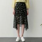 Floral Print Sheer Midi Skirt