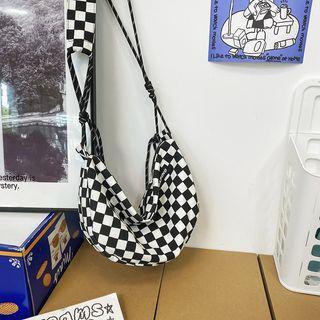 Checkerboard Canvas Sling Bag Black & White - One Size