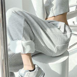 Brushed Fleece-lined Drawstring Loose-fit Sweatpants