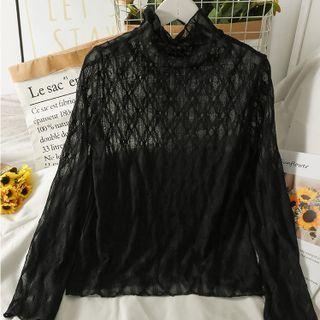 Cowl-neck Slim-fit Sheer Top