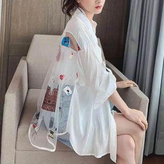 Print Mesh Panel Shirt