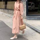 Long-sleeve Maxi Dress Orange Pink - One Size