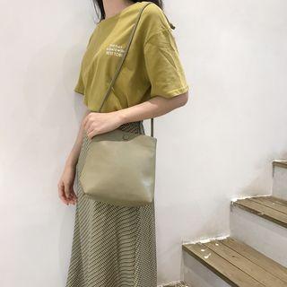Faux-leather Bucket Bag Green - One Size