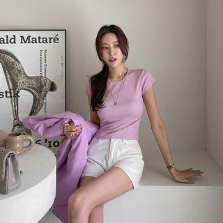 Plain Slim-fit Cropped T-shirt