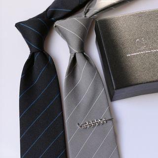 Striped Neck Tie / Tie Clip / Set