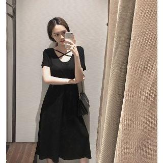 Short-sleeve Cross-strap Dress