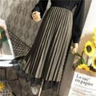 Reversible Knit Pleated Midi Skirt