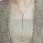 Stainless Steel Layered Y Necklace 1760 - Gold - One Size