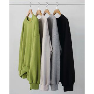 Asymmetric-hem Plain Sweatshirt