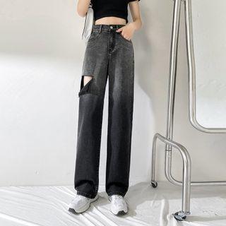 Cutout Wide-leg Jeans (various Designs)