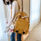 Rabbit Charm Faux Leather Backpack