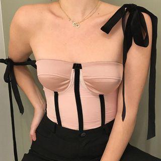 Spaghetti Strap Lace-up Back Crop Top