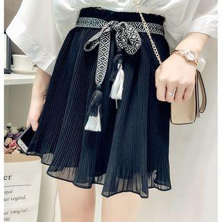 Chiffon Culottes With Tasseled Sash