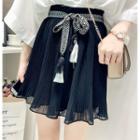Chiffon Culottes With Tasseled Sash