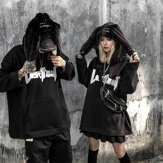 Rabbit Ear Lettering Hooded Sweatshirt