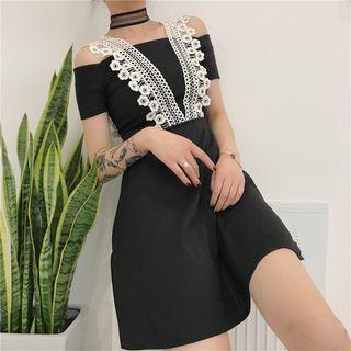Lace Trim Off-shoulder Mini A-line Dress