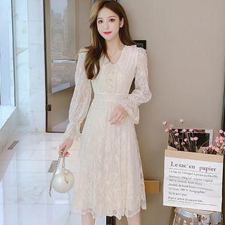 Long-sleeve Peter Pan Collar Lace Dress