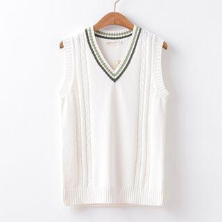 V-neck Cable Knit Vest / Sweater