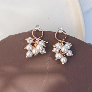 Faux-pearl Stud Earring 1 Pair - Ear Stud - Faux Pearl - White - One Size