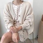 Colored Punched Rib-knit Boxy Cardigan