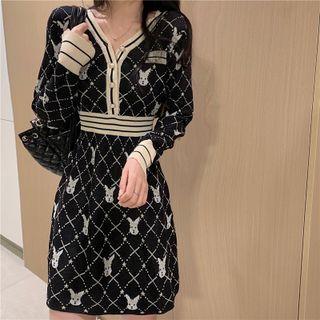 Rabbit Print Knit Dress