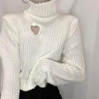 Cropped Cutout Turtleneck Sweater