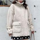 Fleece Buckled Loose-fit Coat White - One Size