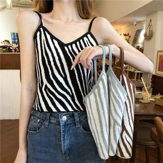 Zebra Print V-neck Sleeveless Top