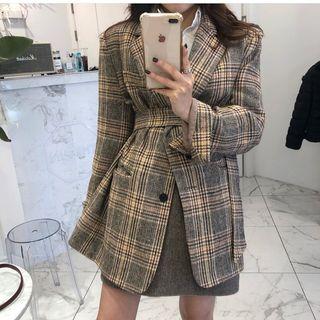 Plaid Single-breasted Cropped Coat