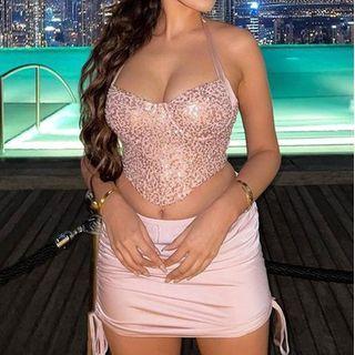 Halter-neck Sequined Crop Top