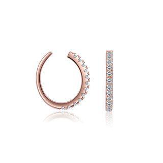 925 Sterling Silver Plated Rose Gold Simple Earrings With Austrian Element Crystal Rose Gold - One Size