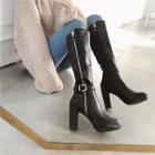 Belted-detail Zip-up Long Boots