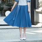 Tasseled A-line Midi Skirt Blue - One Size