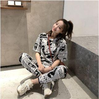 Couple Matching Set: Short-sleeve Graphic T-shirt + Sweatpants