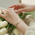 Faux-pearl Pendant Chain Bracelet Silver - One Size