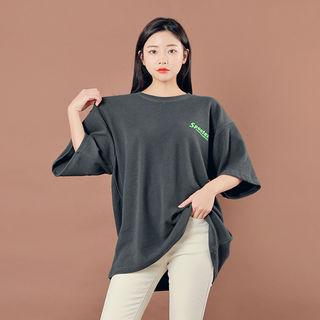 Elbow-sleeve Lettered T-shirt