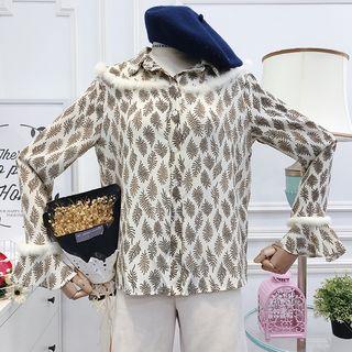 Bell-sleeve Printed Blouse