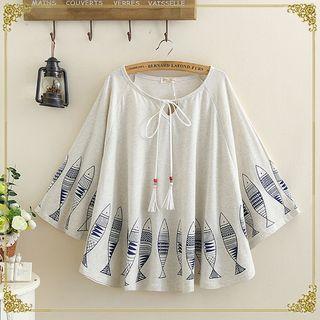 Fish Print Tasseled Cape