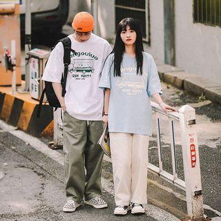 Couple Matching Short-sleeve Truck Print T-shirt